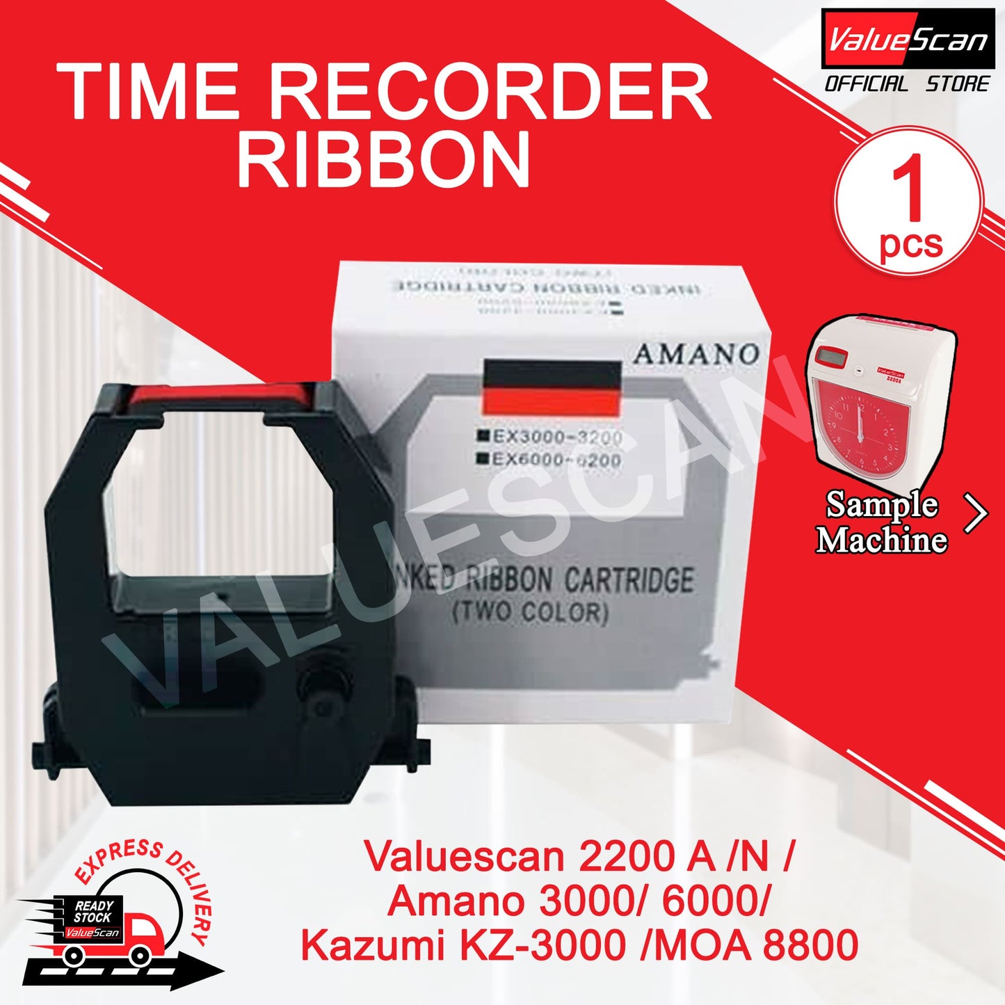 Time Recorder Ribbon -Valuescan 2200 A /N -Amano 3000 / 6000 Ribbon -VERTEX TR810