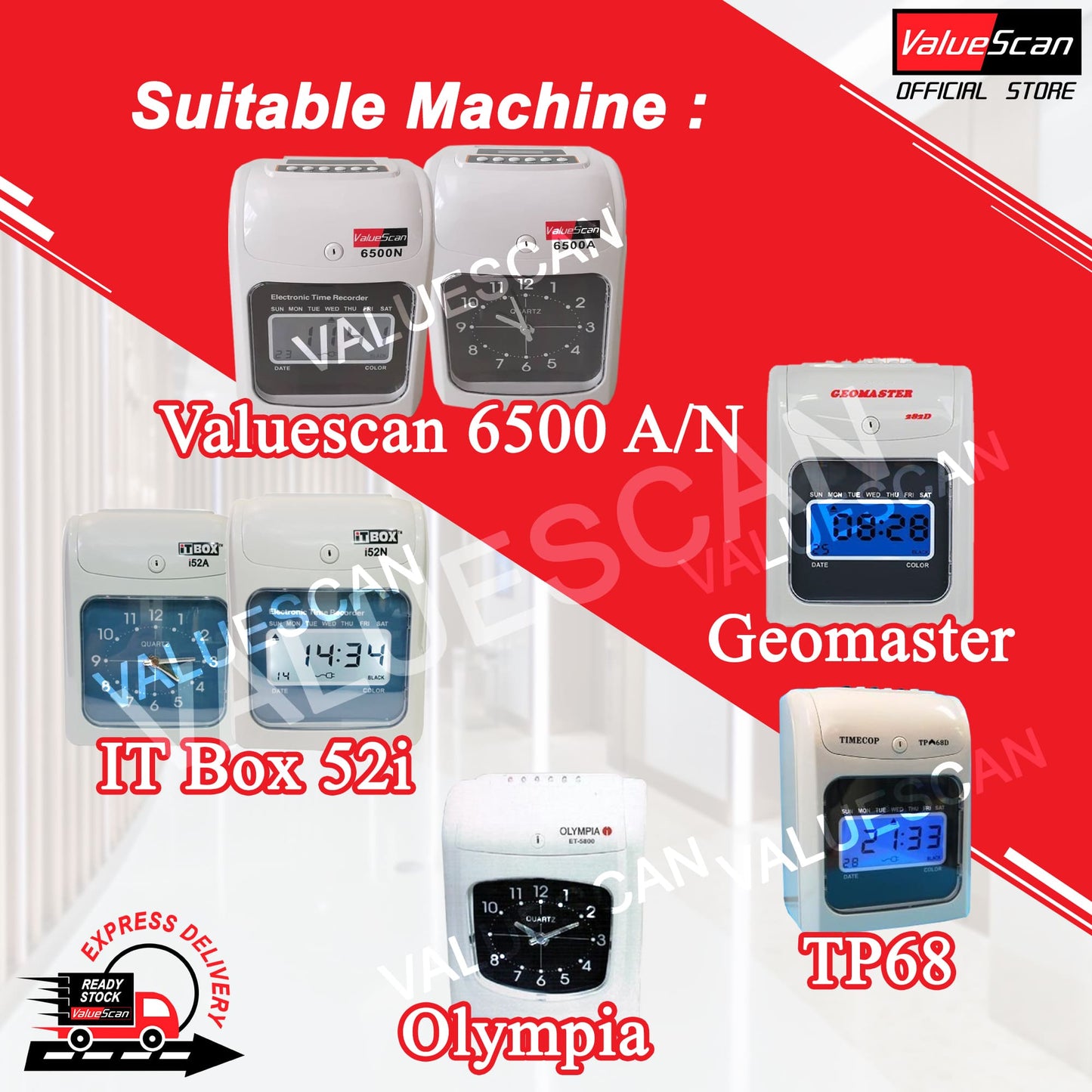 Time Recorder Ribbon ~Valuescan 6500 A/N / IT Box 52i / Geomaster / Olympia / TP68