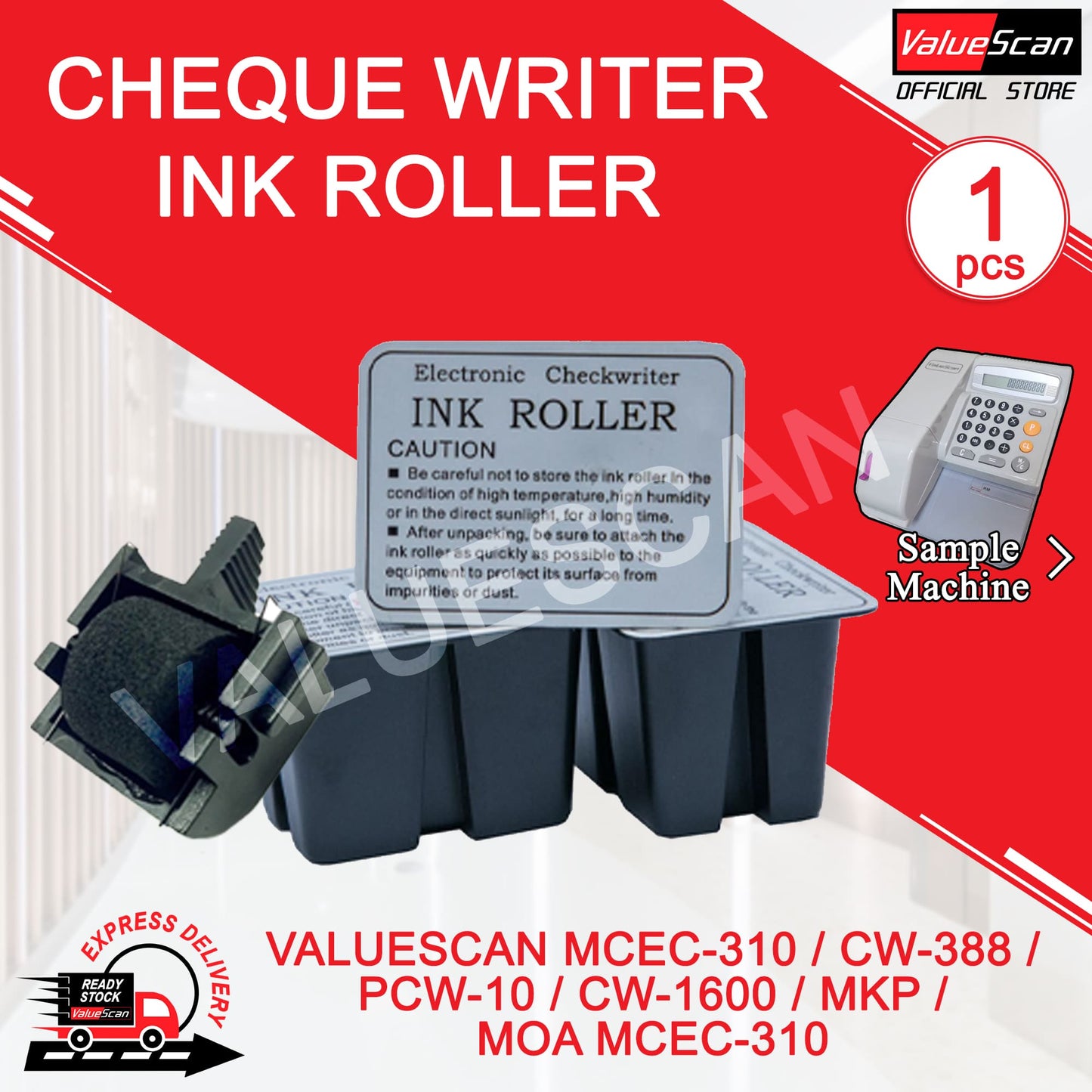 CHEQUE WRITER INK ROLLER ~ VALUESCAN MCEC-310 / CW-388 / PCW-10 / CW-1600 / MKP / MOA MCEC-310
