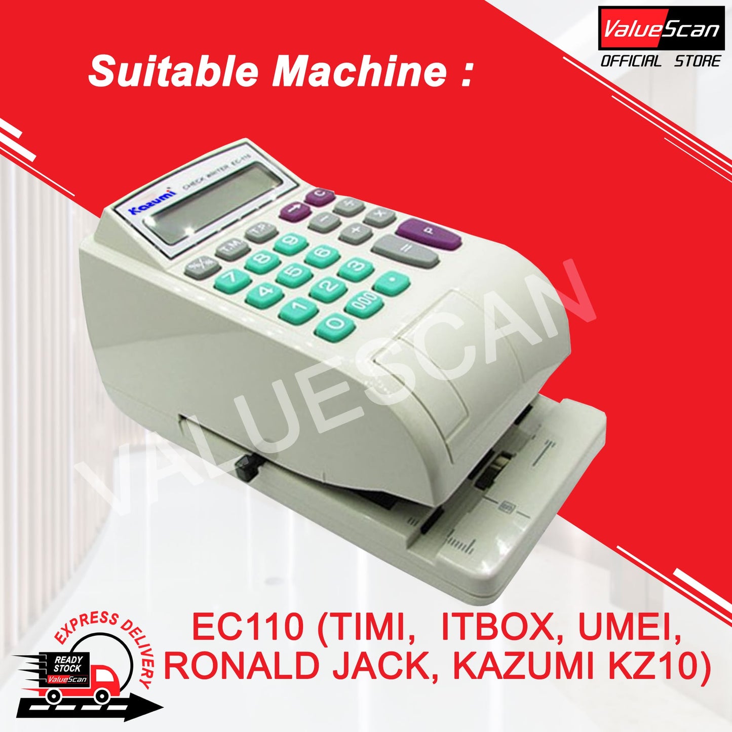 CHEQUE WRITER INK ROLLER ~ EC110 (TIMI, ITBOX, UMEI, RONALD JACK, KAZUMI KZ10)