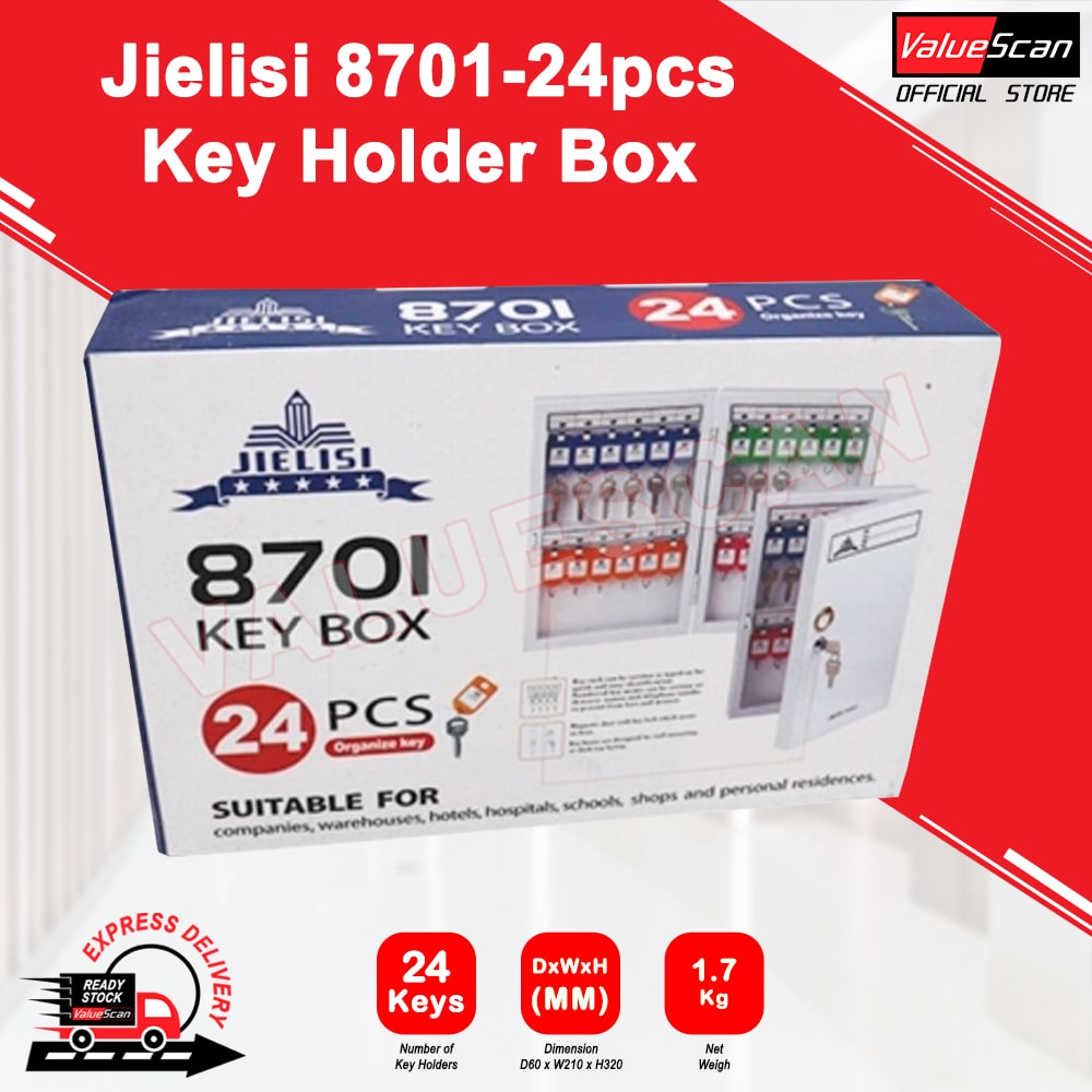 JIELISI 8701 Fully Metal Key Box / Peti Kunci Besi ~High Quality Steel Key Cabinet~ *24 keys *