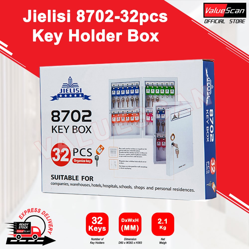 JIELISI 8702 Fully Metal Key Box / Peti Kunci Besi ~High Quality Steel Key Cabinet~ *32 keys*