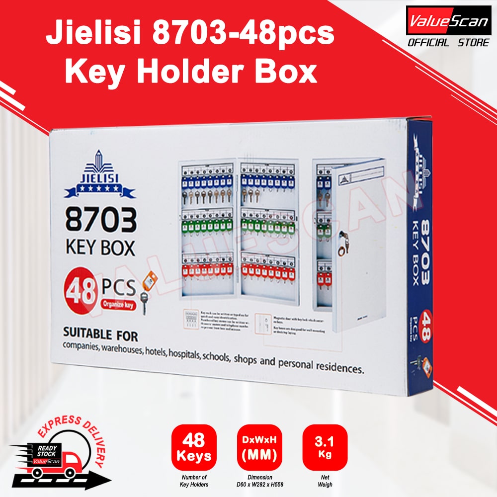 JIELISI 8703 Fully Metal Key Box / Peti Kunci Besi ~High Quality Steel Key Cabinet~ *48 keys *