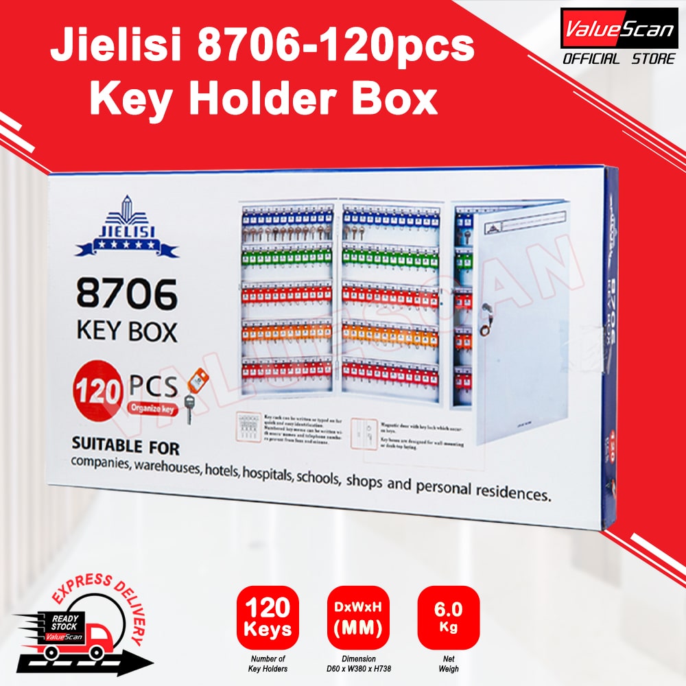 JIELISI 8706 Fully Metal Key Box / Peti Kunci Besi ~High Quality Steel Key Cabinet~ *120 keys *