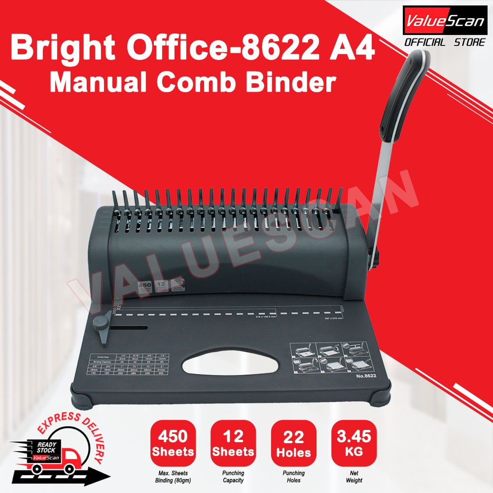 ValueScan Bright Office-8622 A4 Manual Comb Binder