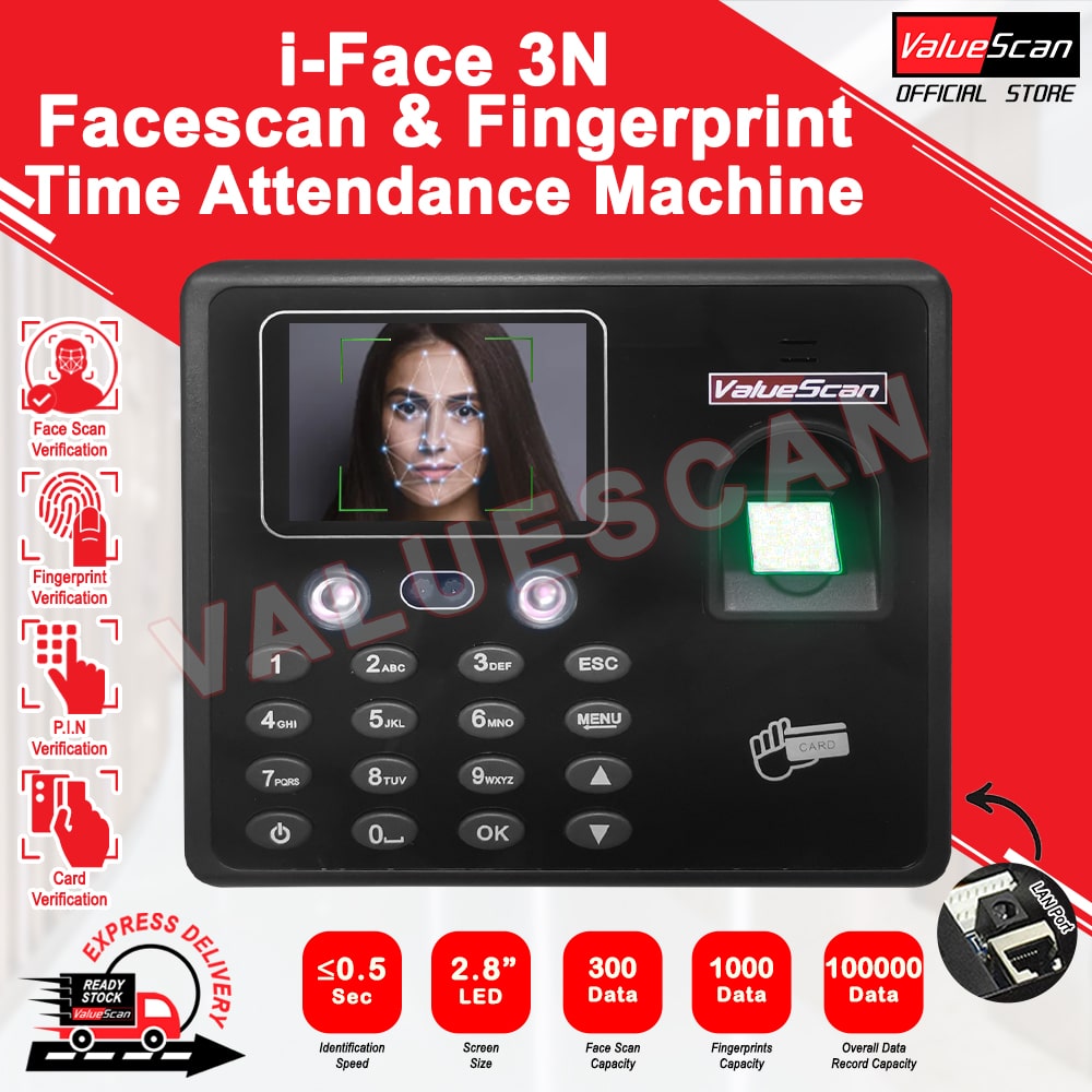 ValueScan I-Face 3N Face Scan & Fingerprint Time Attendance / Time Recorder System
