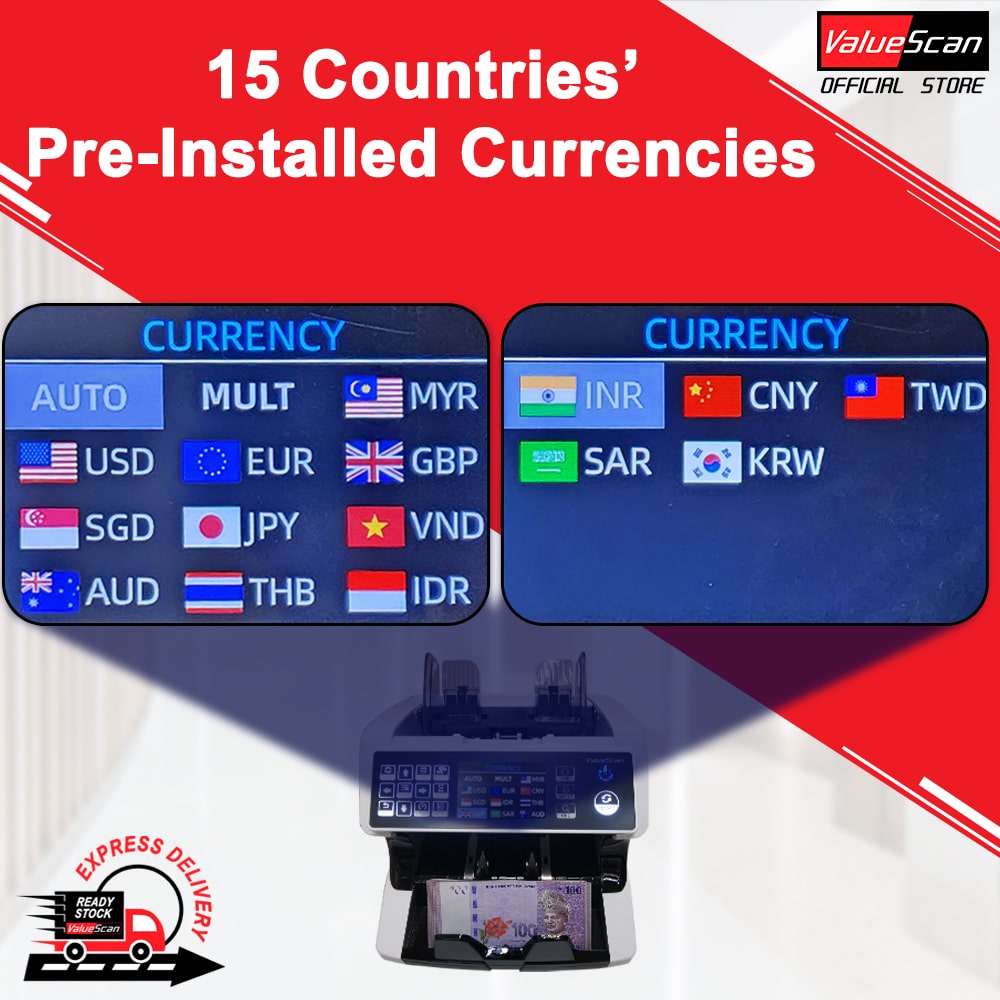 ValueScan NC-M1500B (2025) MDC Mix Value Counter Cash Money Note Bill Counter Machine Money Counting Machine M1500