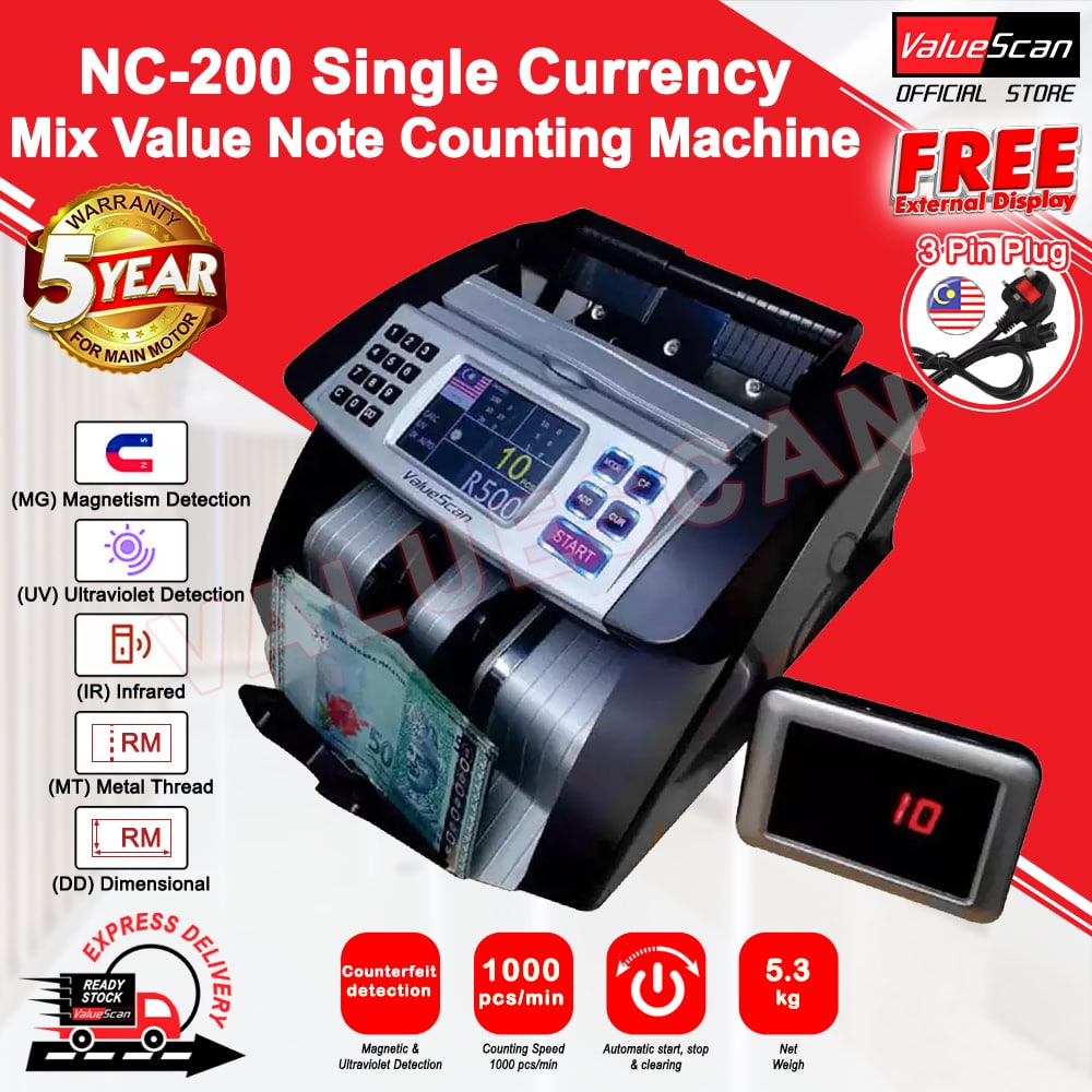 ValueScan NC-200 SDC Money Bank Note Counting Machine Counter Note Bill Counting Machine