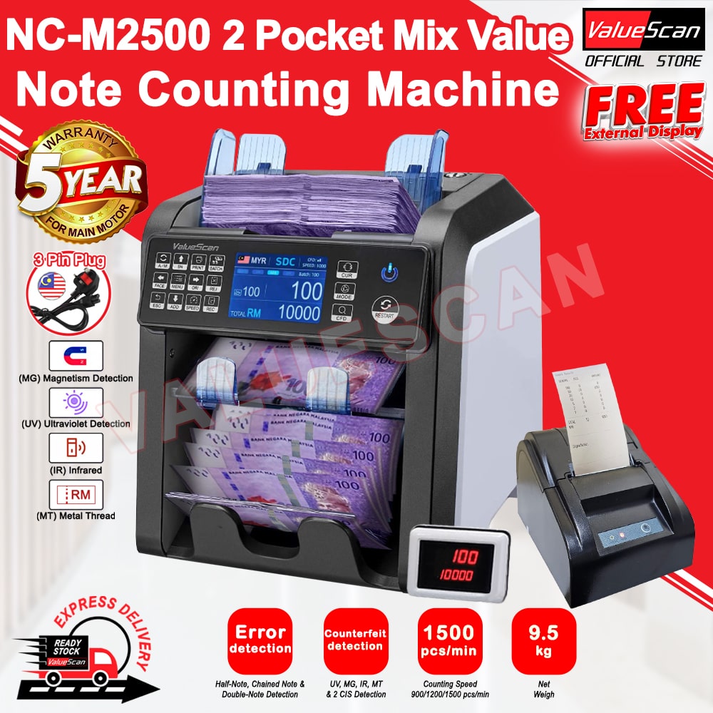 Valuescan NC-M2500 MDC 2 Pocket Mix Value Money Bank Note Counting Machine