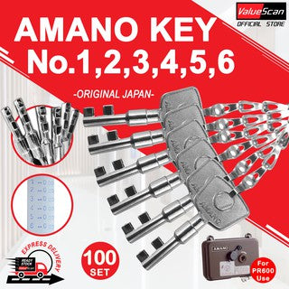 6 KEYS AMANO KEY No.1,2,3,4,5,6 for Amano Kunci PR-600 123456 Amano Station Key