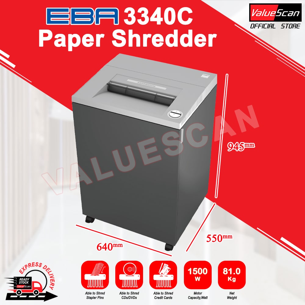 EBA 3340C Cross Cut Paper Shredder Machine / Cross Cut Document Shredding Machine