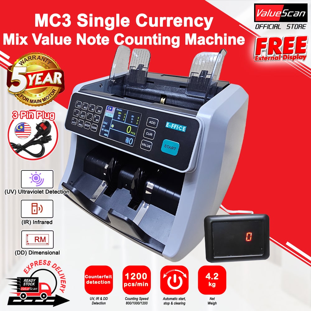 Valuescan /Effice - MC3 Money Bank Note Counting Machine / Money Count / Note Counter
