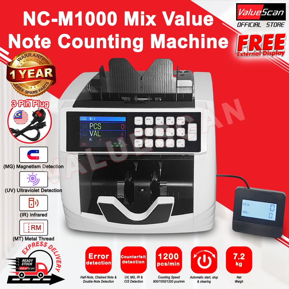 ValueScan NC-M1000 Mix Value Money Counter Bank Note Counting Machine