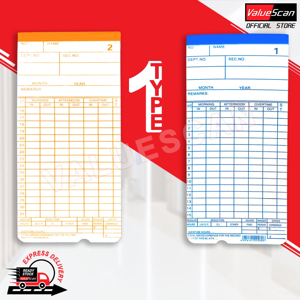 Punch Card For Time Recorder ( Standard) (92pcs&100pcs/pack)