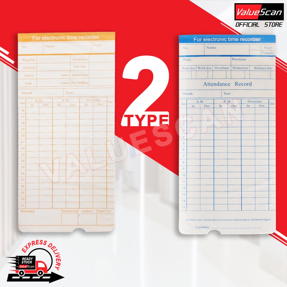 Punch Card For Time Recorder ( Standard) (92pcs&100pcs/pack)