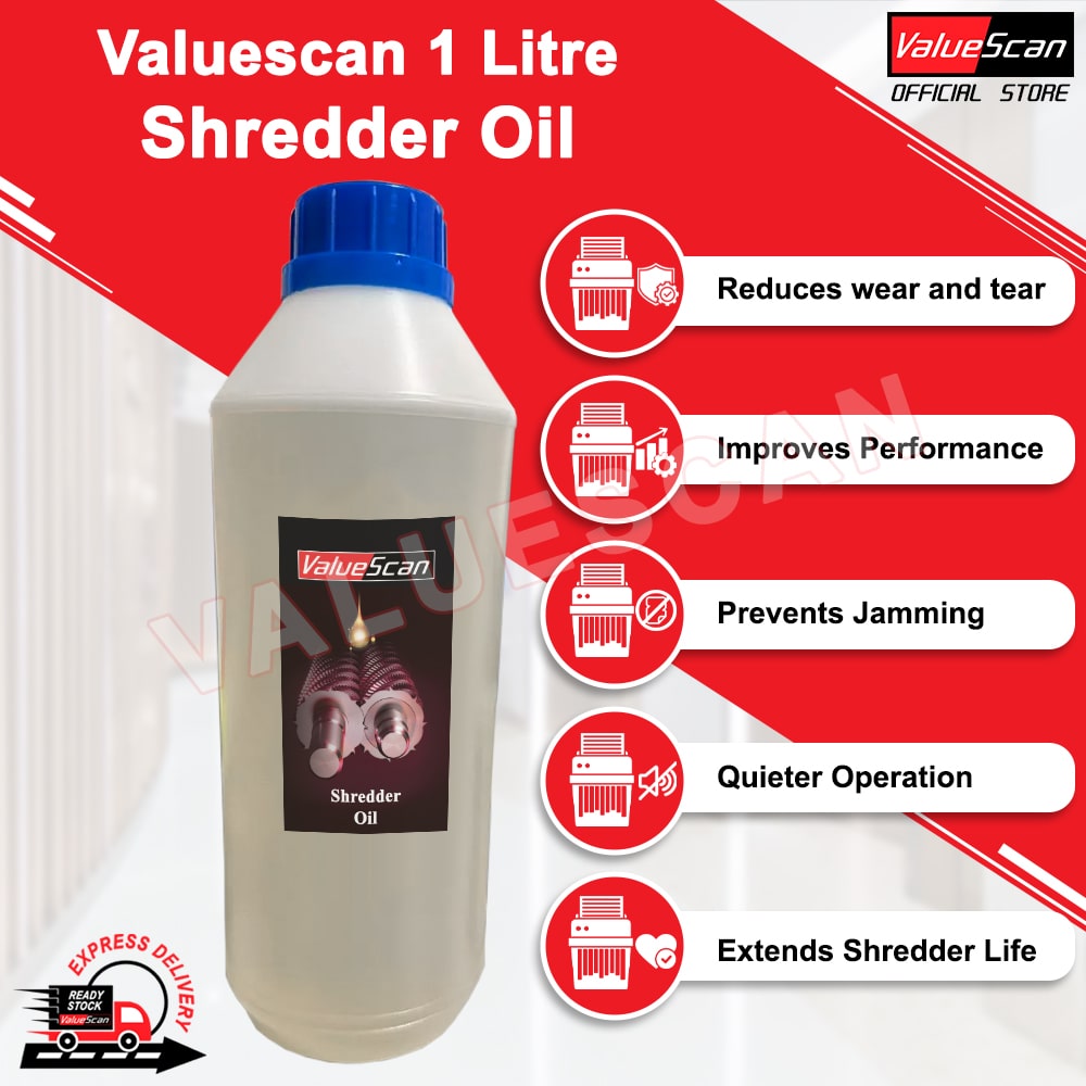 Valuescan 1 Litre Paper Shredder Oil for Better Performance (1000ml - 1Liter) Suitable Lubricant for ALL Paper Shredders