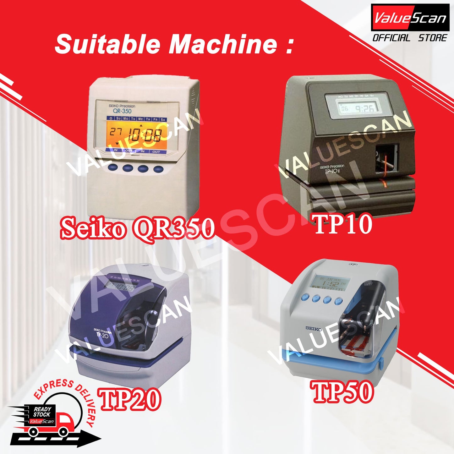 Time Stamping Machine Ribbon- Seiko QR350 / Seiko TP10 / Seiko TP20 / Seiko TP50