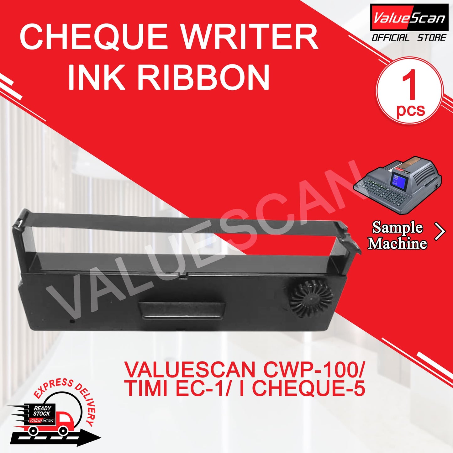 CHEQUE WRITER INK RIBBON ~ VALUESCAN CWP-100/ TIMI EC-1/ I CHEQUE 5 RIBBON