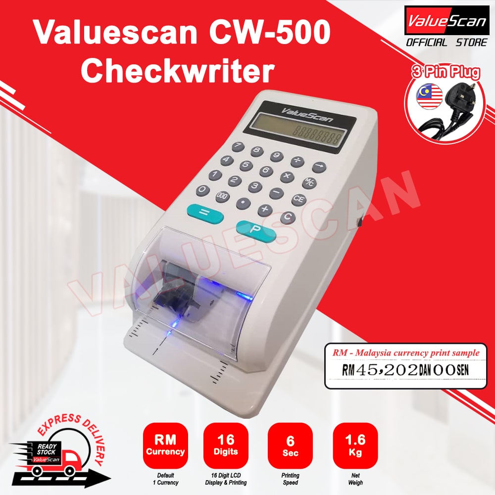 ValueScan CW-500 & CW-500M CHECK WRITER / CW500 & CW500M CHEQUE PRINTER