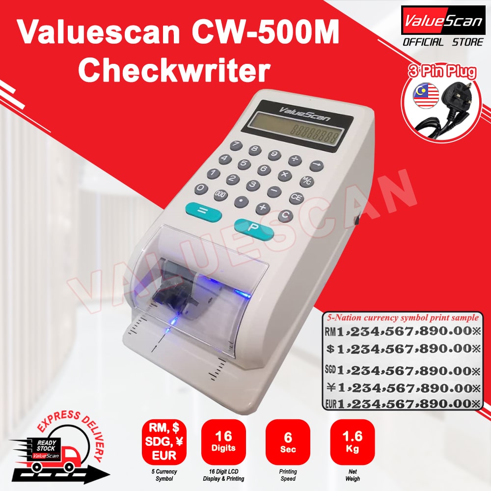 ValueScan CW-500 & CW-500M CHECK WRITER / CW500 & CW500M CHEQUE PRINTER