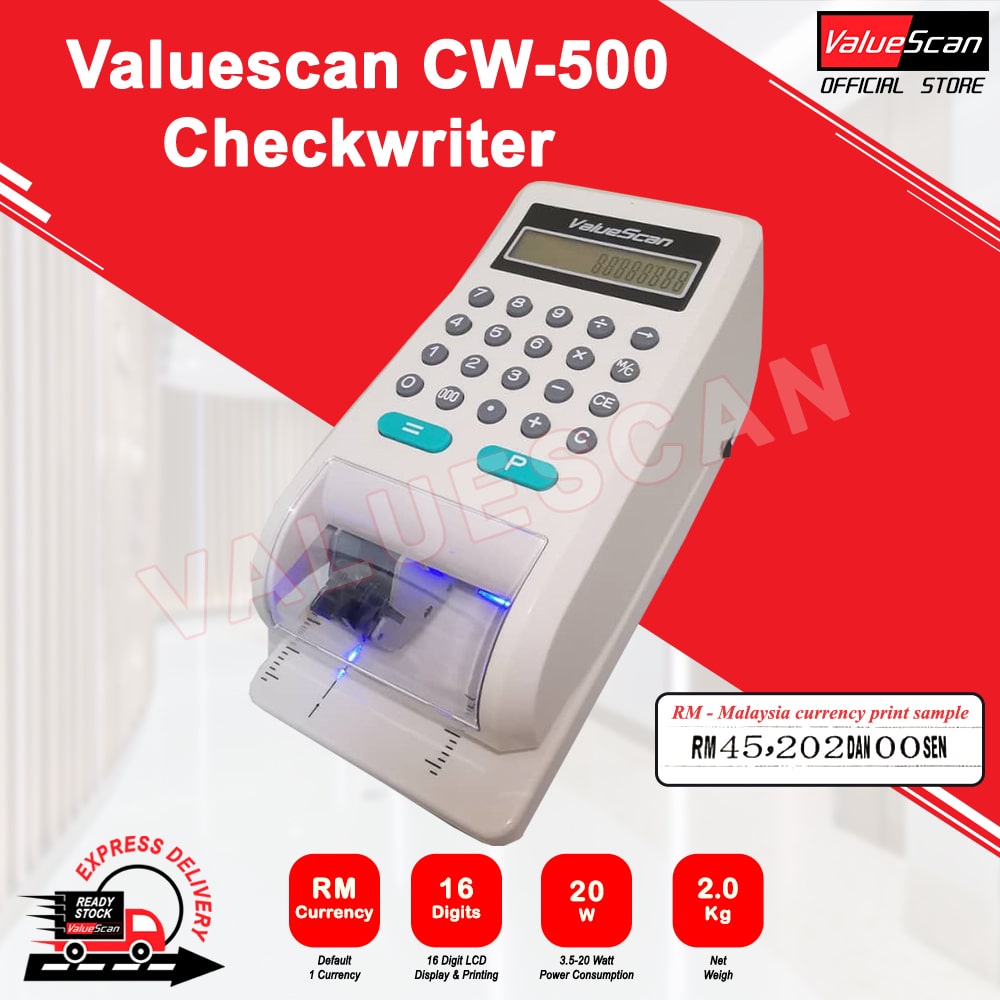 ValueScan CW-500 & CW-500M CHECK WRITER / CW500 & CW500M CHEQUE PRINTER