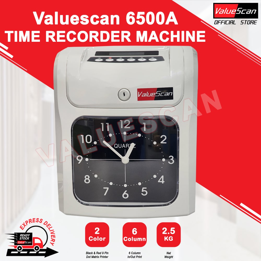 ValueScan 6500-A/N Black Time Recorder/  Watchman Punching / Clocking Machine