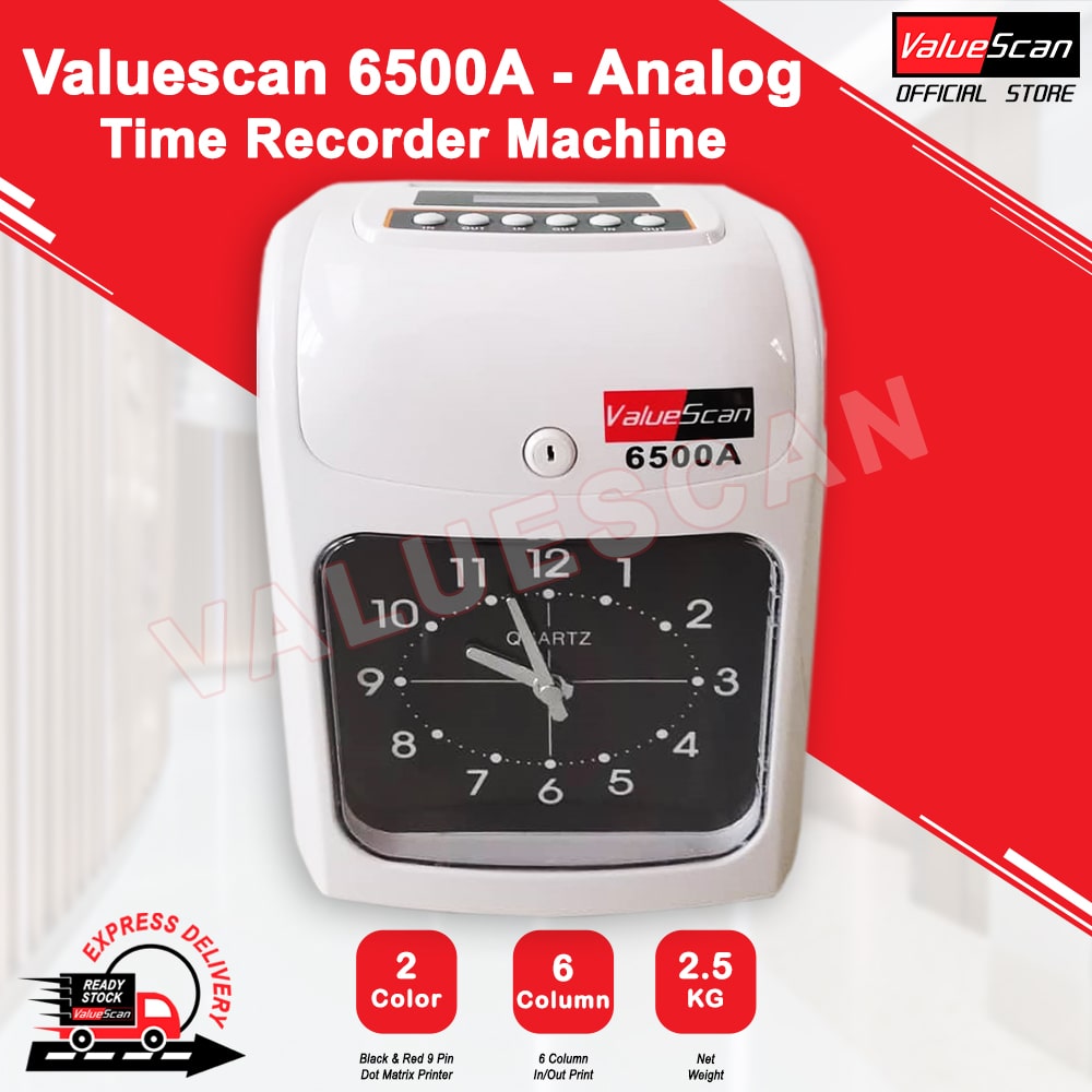ValueScan 6500-A/N Black Time Recorder/  Watchman Punching / Clocking Machine