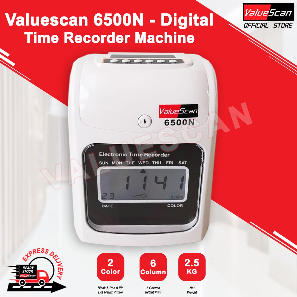 ValueScan 6500-A/N Black Time Recorder/  Watchman Punching / Clocking Machine