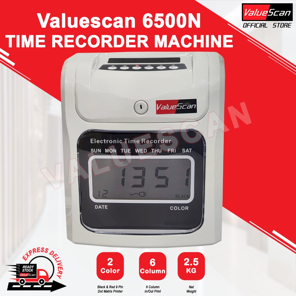 ValueScan 6500-A/N Black Time Recorder/  Watchman Punching / Clocking Machine