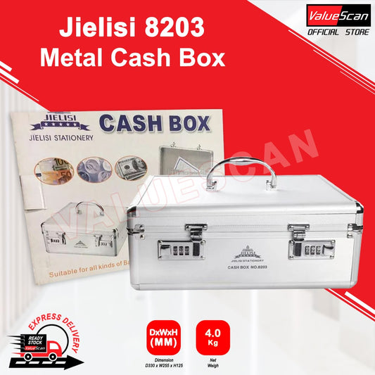 Jielisi 8203 Metal Cash Box with Lock /Kotak Besi Kunci