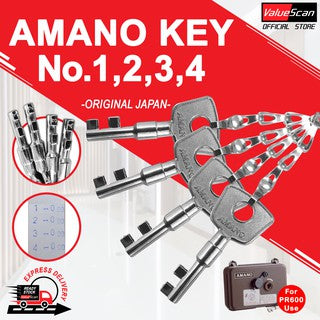 4 AMANO KEYS ~ No.1,2,3,4 for Amano Kunci PR-600 1234 Amano Station Key