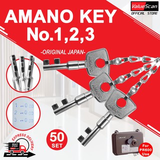 3 KEYS AMANO KEY No.1,2,3 for Amano Kunci PR-600 123  Amano Station Key