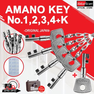 *RM78 =5 KEYS* AMANO KEY No.1,2,3,4,K for Amano Kunci PR-600 1234 K Amano Station Key