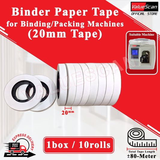 Binder Paper Tape for Binding/Packing Machines (20mm- 10 Rolls )