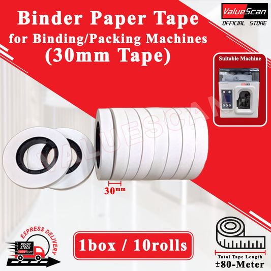 Binder Paper Tape for Binding/Packing Machines (30mm - 10 Rolls )