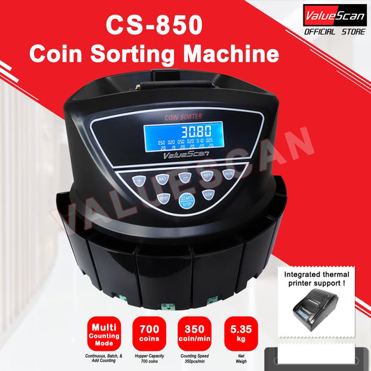 ValueScan CS-850 Coin Sorting Machine with Printing Function / Coin Sorter