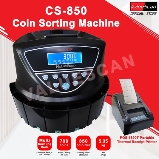 ValueScan CS-850 Coin Sorting Machine with Printing Function / Coin Sorter