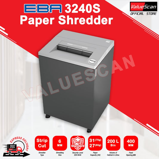 EBA 3240S Straight Cut Paper Shredder Machine / Strip Cut Document Shredding Machine