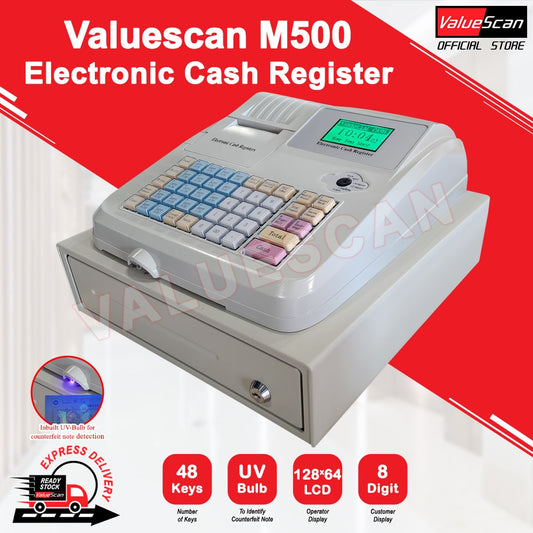 Valuescan M500 Electronic Cash Register / M-500 Casher Machine M 500 Money Drawer Groceries Mesin Wang Runcit