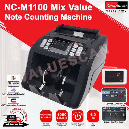 ValueScan NC-M1100 MDC Mix Value Money Counter Bank Note Counting Machine