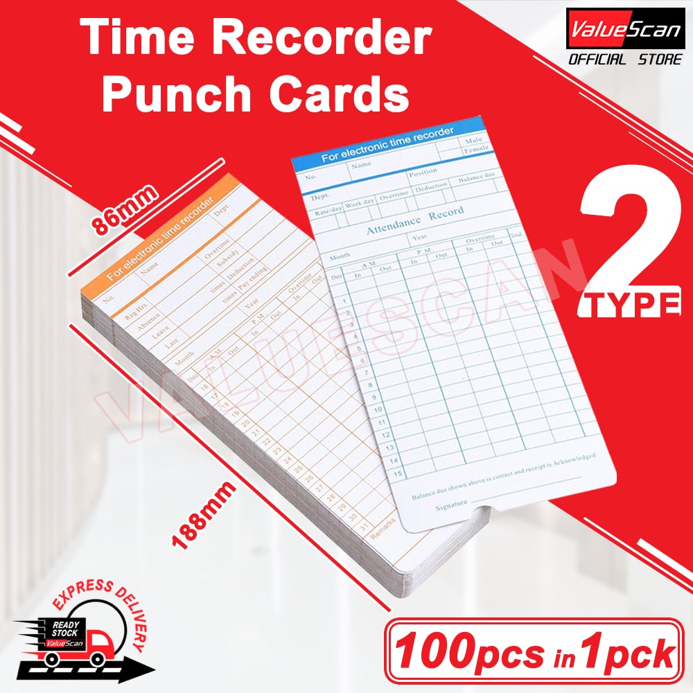 Punch Card For Time Recorder ( Standard) (92pcs&100pcs/pack)