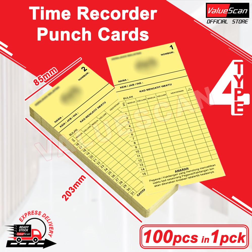 Punch Card For Time Recorder ( Standard) (92pcs&100pcs/pack)