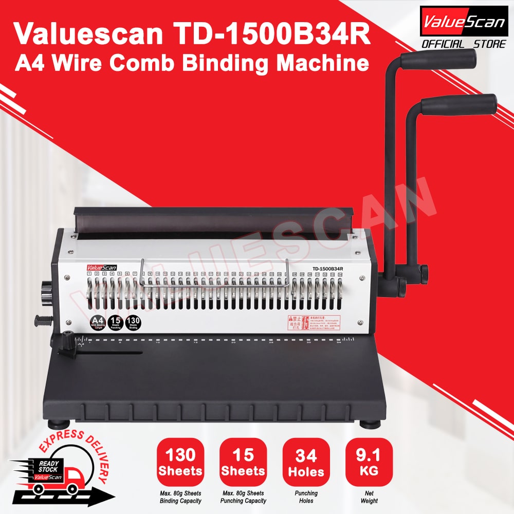 Valuescan TD-1500B34R A4 Wire Comb Binding Machine