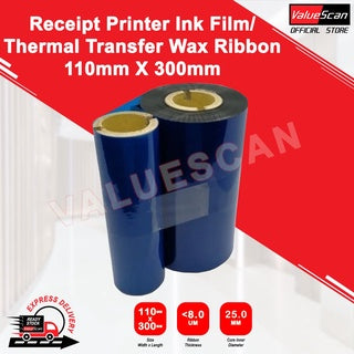 Receipt Printer Ink Film / Thermal Transfer Wax Ribbon-(110mm x 300mm)